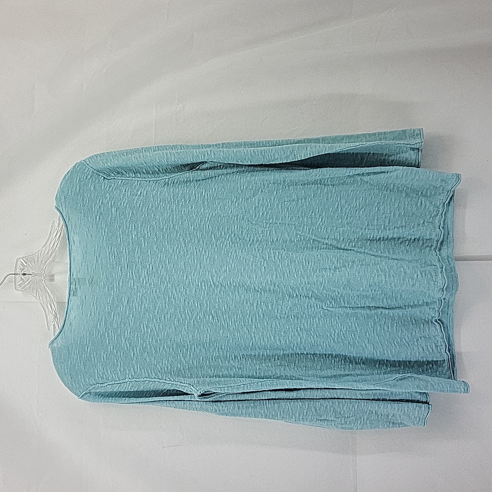 J. JILL PURE JILL Aqua Blue Scoop Neck Cotton Linen Blend Lightweight Sweater - Picture 5 of 11